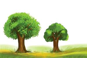 Beautiful landscape and architecture painting tree design vector