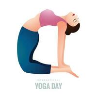 Illustration of International yoga day with woman doing yoga pose design vector