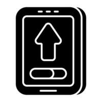 Conceptual solid design icon of mobile upload vector