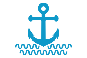 Blue Navy Anchor Logo icon With Transparent Background png