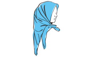 Islamic Women's Hijab Veil Line Art With Transparent Background png