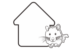 Zimmer Typenschild mit süß Hamster Linie Kunst Thema auf transparent Hintergrund png
