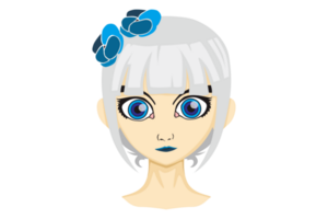 Girl Cartoon Character Head on Transparent Background png