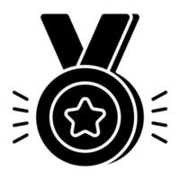 1st position achievement medal icon in solid design vector