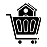 icono de diseño creativo de compras en casa vector