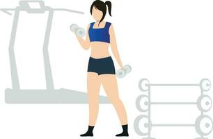 Girl exercising with dumbbells. vector
