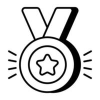 1st position achievement medal icon in linear design vector