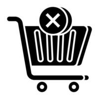 compras cancelar icono, editable vector