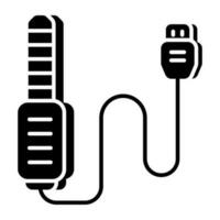 A solid design icon of audio jack vector