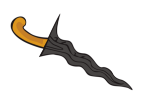 Indonesian Keris Traditional Weapon on Transparent Background png