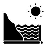 A beautiful design icon of mountain water, solid design vector