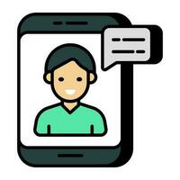 A flat design icon of mobile video chat vector