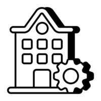 Conceptual linear design icon of building setting vector