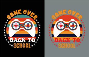 Game over Back to School for t-shirt, cards, frame artwork, bags, mugs, stickers, tumblers, phone cases, print etc. vector