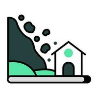 A flat design icon of landslide vector