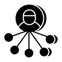A solid design icon of user network vector