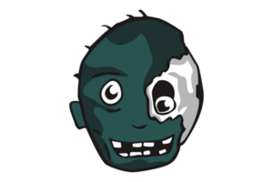 Halloween dessin animé personnage tête autocollant - zombi sur transparent Contexte png