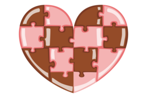 rot und braun Valentinstag Liebe Puzzle mit transparent Hintergrund png