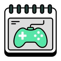 Calendar with gamepad icon, video game schedule vector