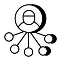 A linear design icon of user network vector