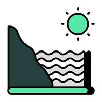 A beautiful design icon of mountain water, flat design vector