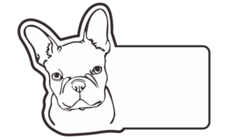 Room Door Nameplate With Cute Bulldog Line Art Theme With Transparent Background png