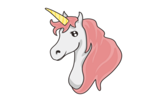 cartone animato unicorno testa su trasparente sfondo png