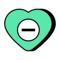 An icon design of remove heart vector