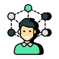 A flat design icon of user network vector