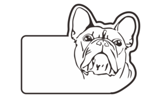 Zimmer Tür Typenschild mit süß Bulldogge Linie Kunst Thema mit transparent Hintergrund png