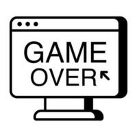 A linear design, icon of game over vector