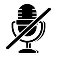 icono de No mic en sólido diseño vector