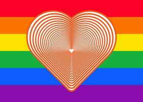 Vector illustration of a heart in the colors of the lgbt flag. heart for pride month
