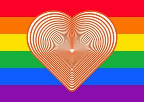 Vector illustration of a heart in the colors of the lgbt flag. heart for pride month