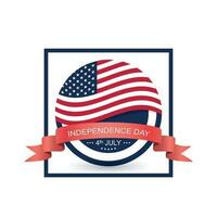 Happy 4th of July United States Independence Day celebrate banner with waving american national flag. vector
