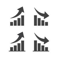 Set of graph going up and down icon in trendy flat style isolated vector illustration.