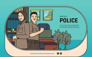 Policeman hand drawn illustration design layout for social media post vector