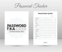Password tracker notebook interior. Website information log book interior. vector