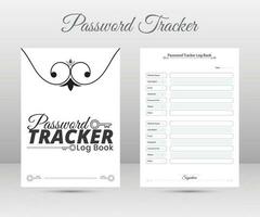 Website password tracker logbook. Kdp  interior. vector