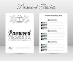 Password tracker notebook interior. social media account  information log book interior. vector