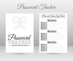 Password tracker notebook interior. social media account  information log book interior. vector
