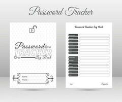 Password tracker notebook interior. Website information log book interior. vector