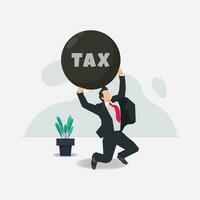 Businessman lifting the TAX burden ball design vector illustration