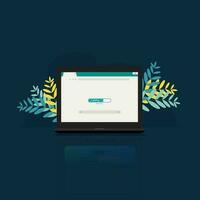 Loading progress page  on laptop screen. Website browsing and internet concept vector illustration