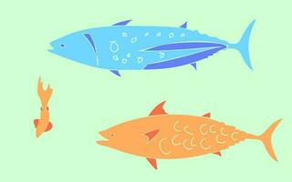 Vector silhouettes of sea and river fish