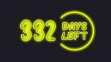 332 day left neon light animated video