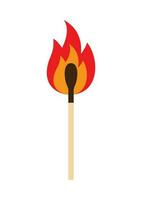 Vector burning match icon isolated on white background