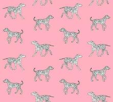 Vector seamless pattern of hand drawn sketch Dalmatian dog