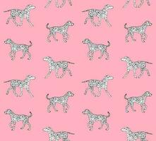 Vector seamless pattern of hand drawn sketch Dalmatian dog