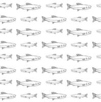 Vector seamless pattern of hand drawn doodle sketch fish isolated on white background